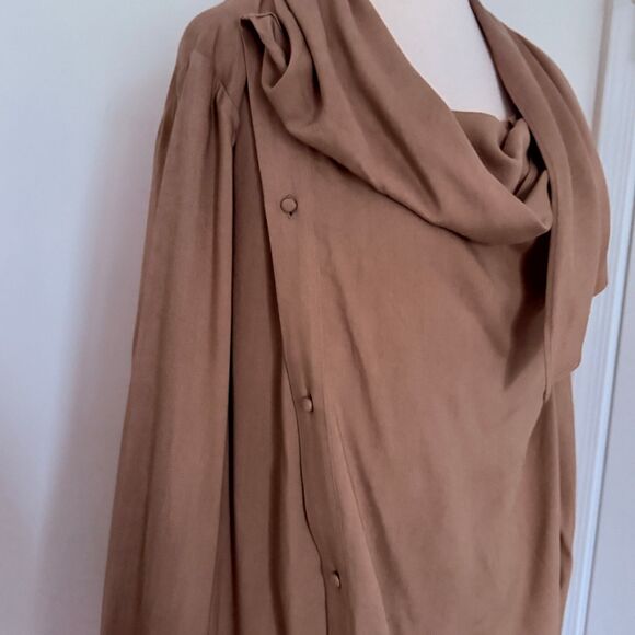NWOT Soft Surroundings Draped Cowl Brown Tunic Plus Size Relaxed Lagenlook Sz 3X - Picture 3 of 7
